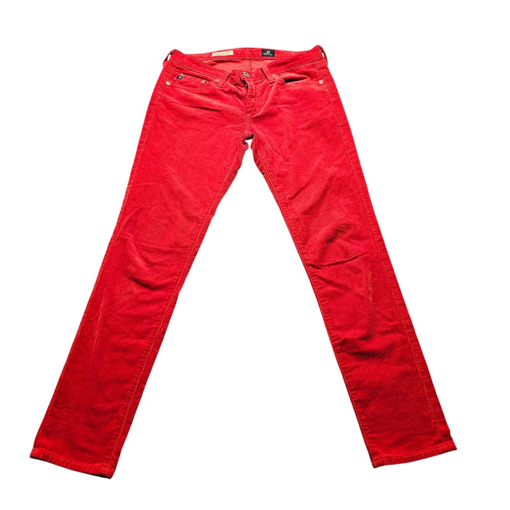 AG Adriano Goldschmied The Stevie Ankle Red Corduroy Slim Straight Jeans 27R USA